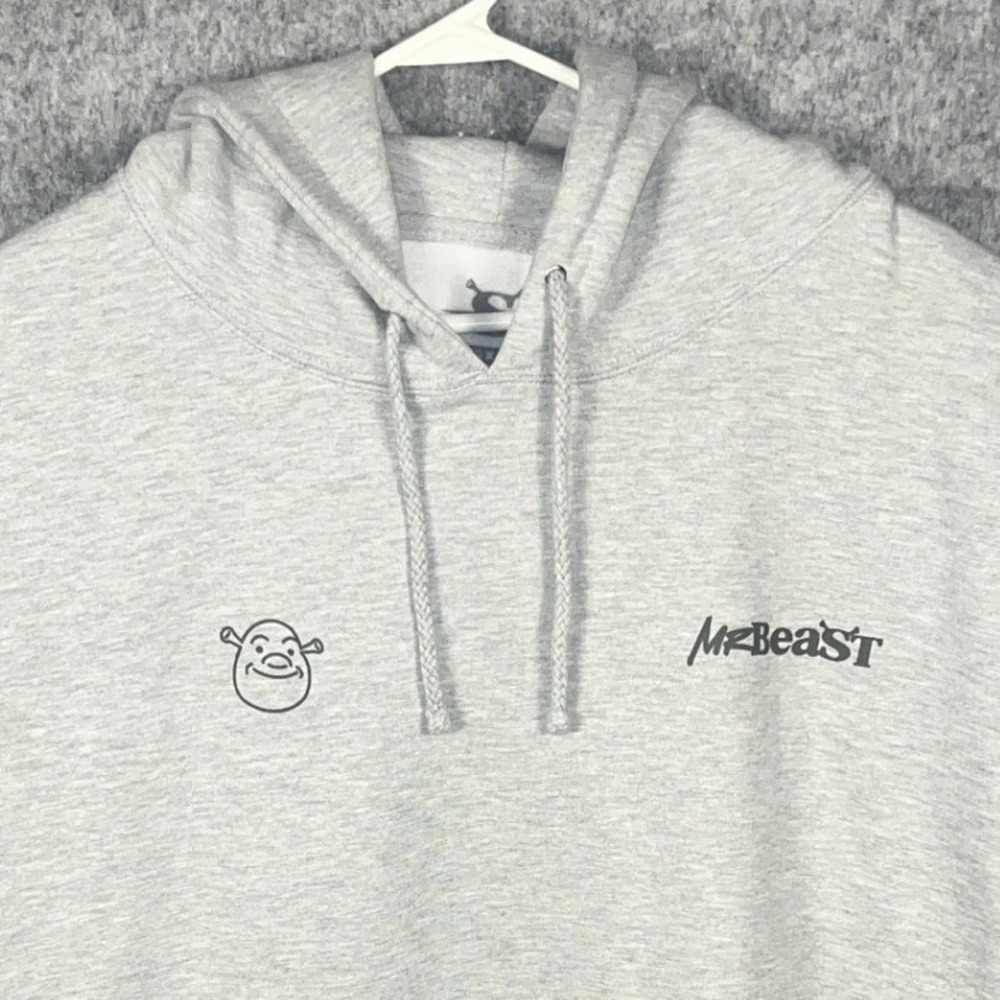 Mr Beast Shrek Hoodie Men's 5XL Gray Limited Edition DreamWorks Graphic Pullover